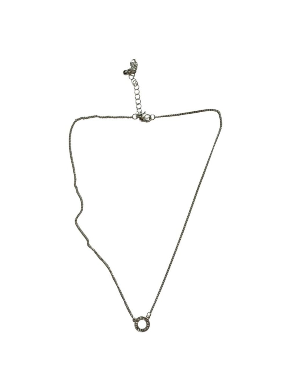 Circle Pendant Silver Tone Adjustable 10 in Necklace-NWOB